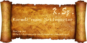 Kormányos Szilveszter névjegykártya